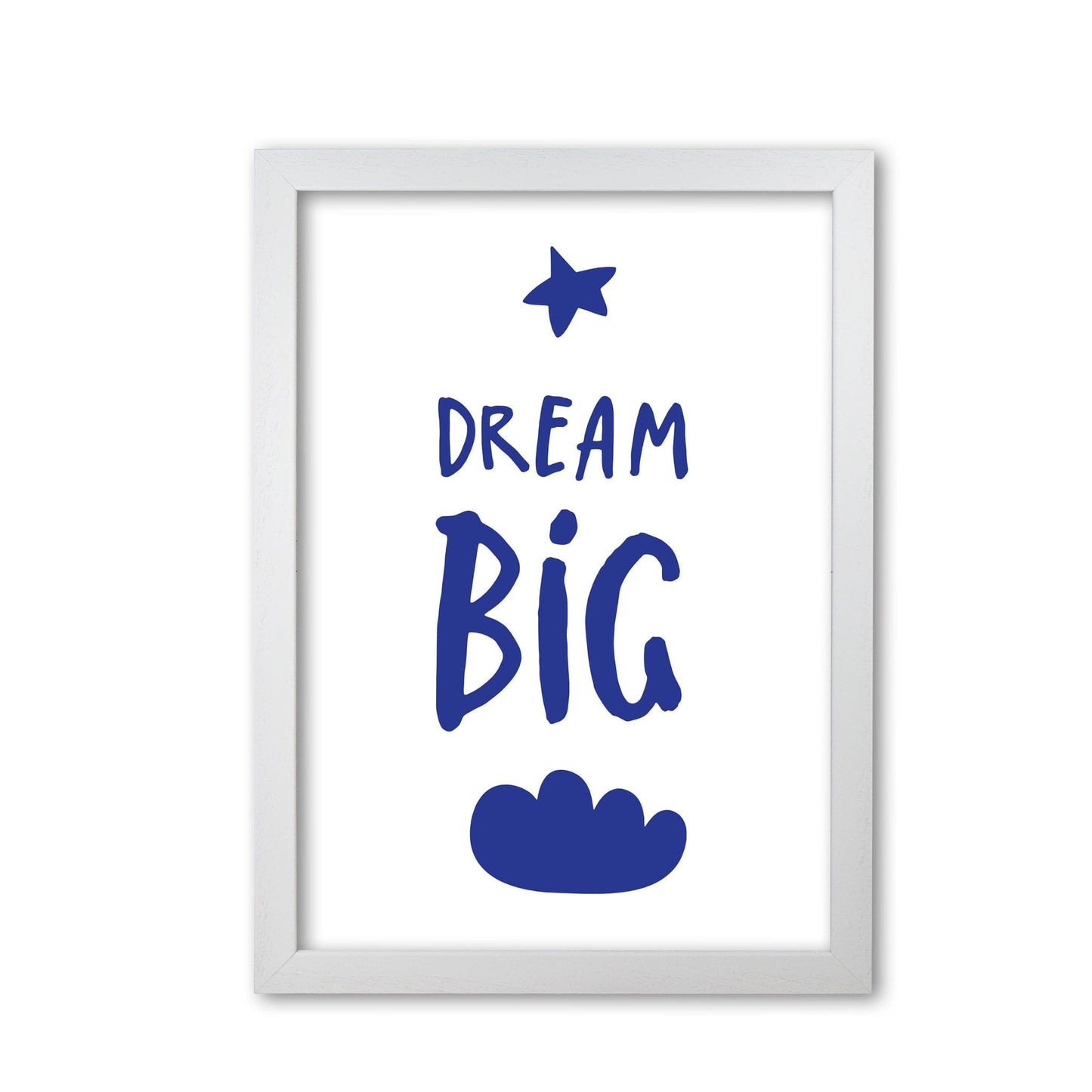 Dream big navy modern fine art print, framed typography wall art
