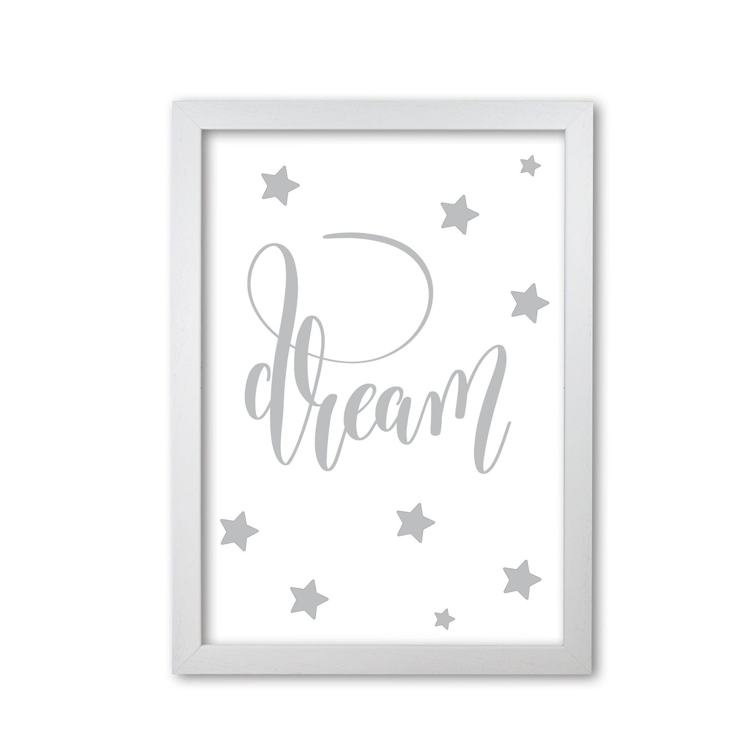 Dream grey modern fine art print, framed typography wall art