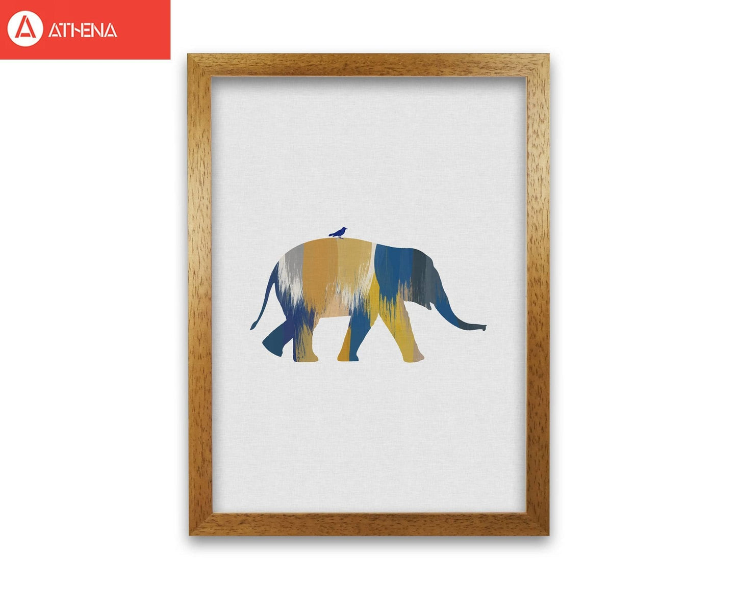 Elephant blue & yellow fine art print by orara studio