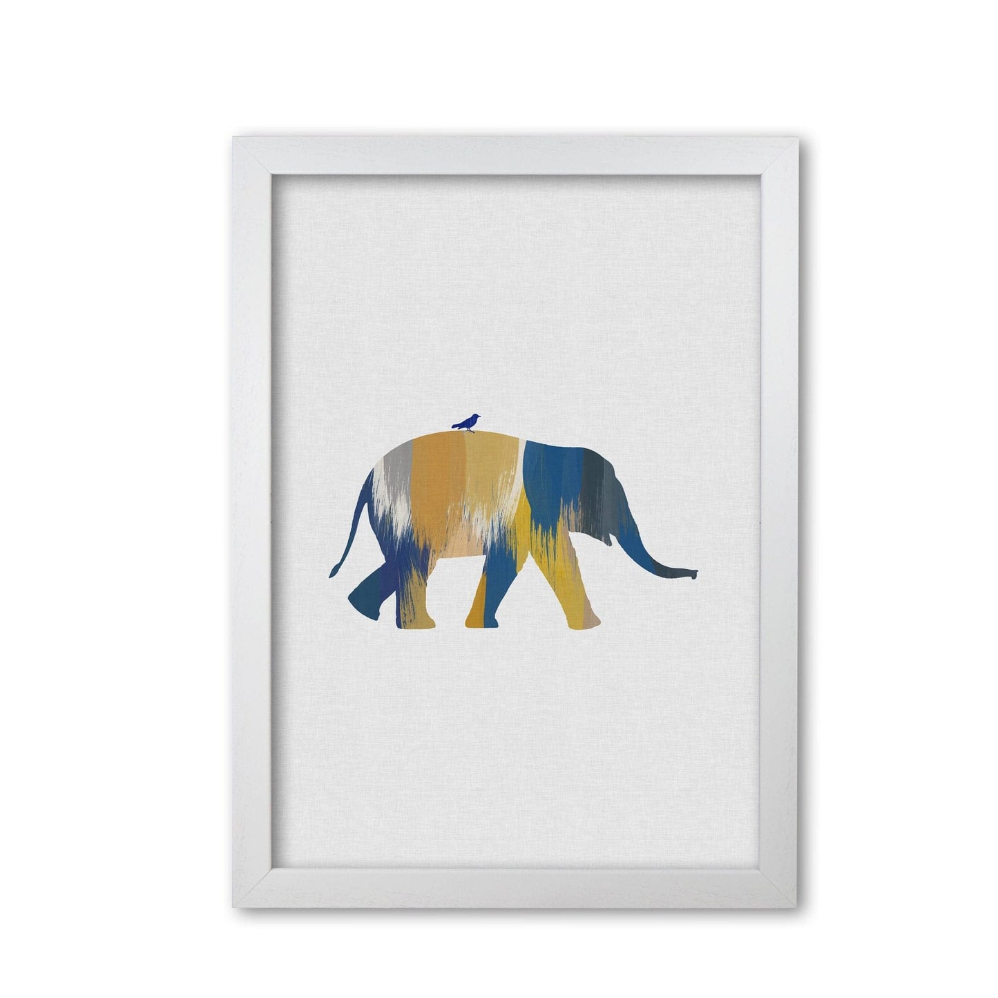 Elephant blue & yellow fine art print by orara studio
