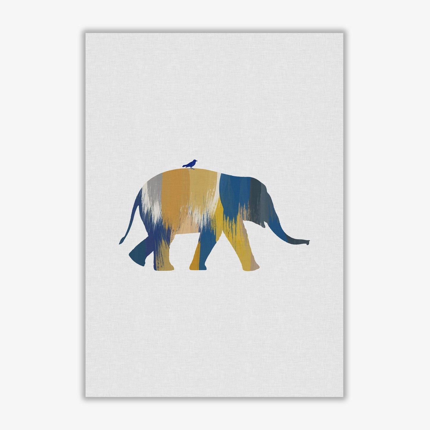 Elephant blue & yellow fine art print by orara studio