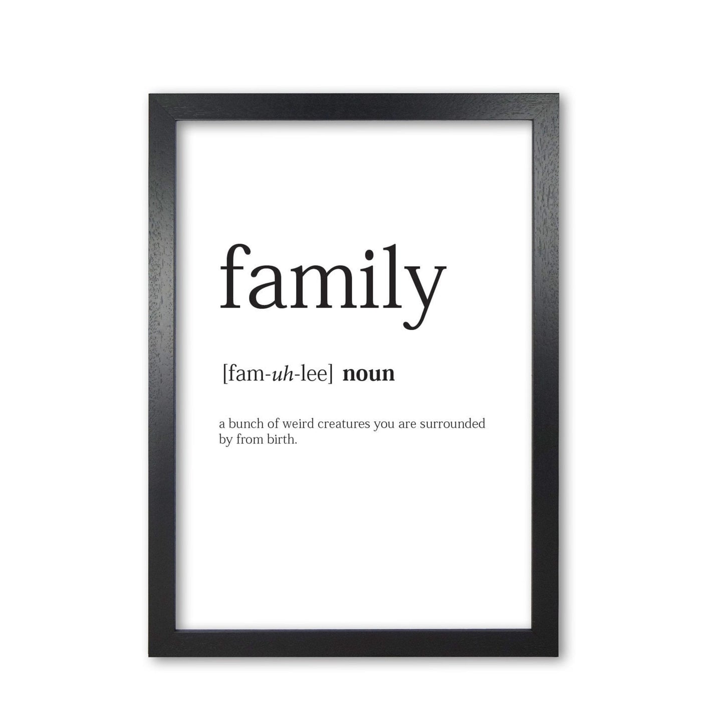Family modern fine art print, framed typography wall art