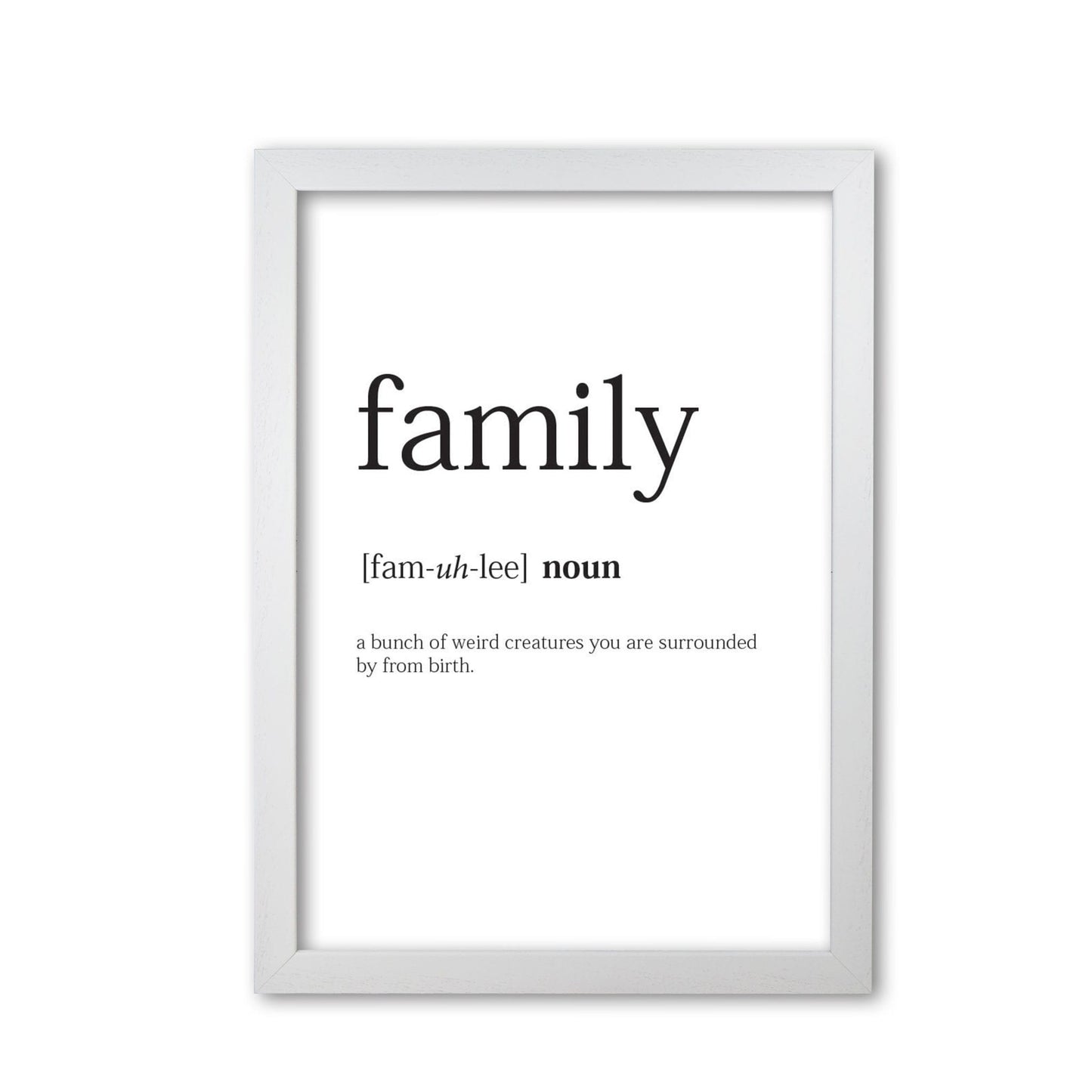 Family modern fine art print, framed typography wall art