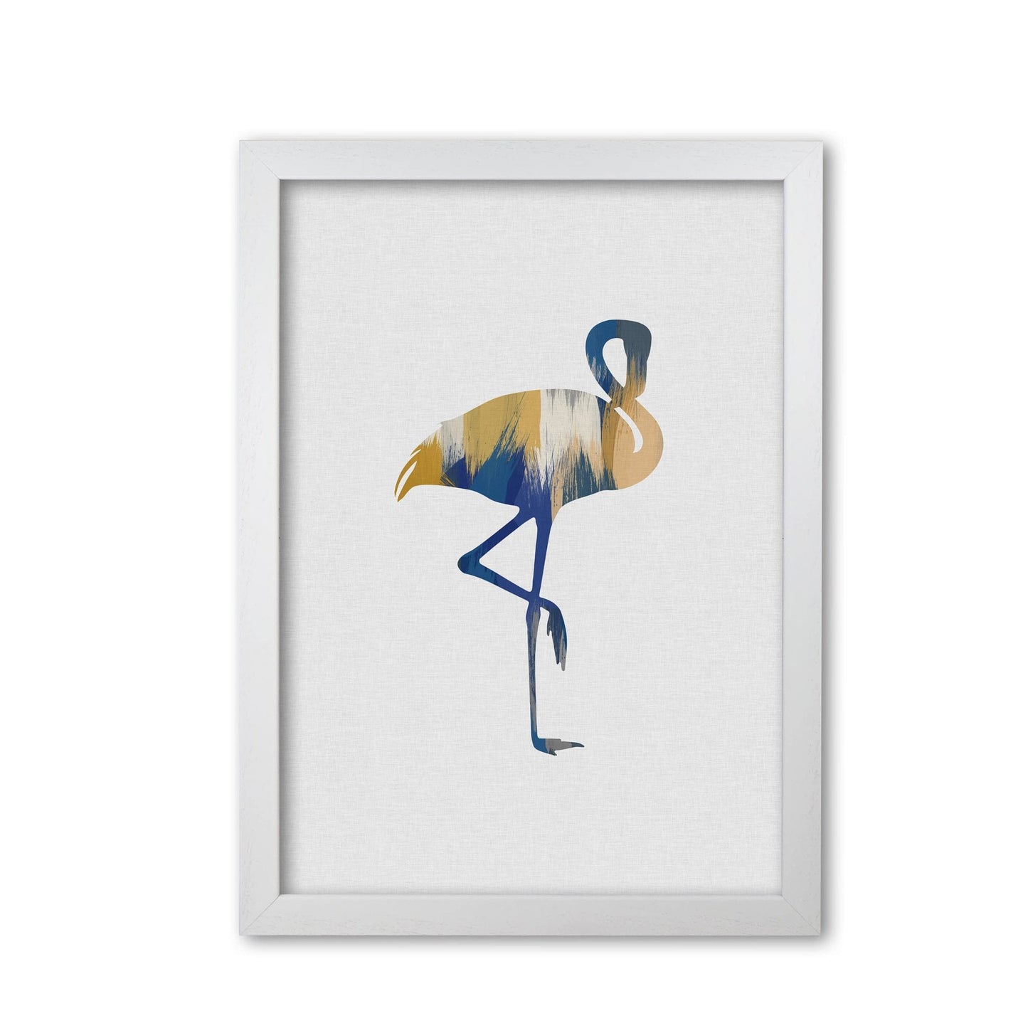Flamingo blue & yellow fine art print by orara studio