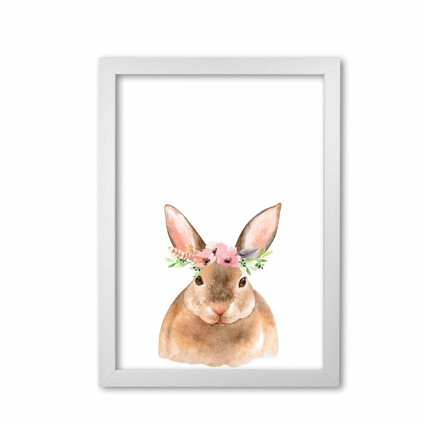 Forest friends, floral cute bunny modern fine art print
