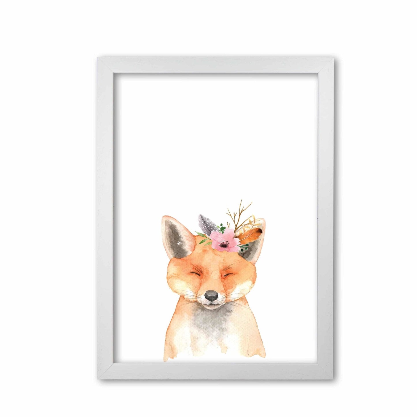Forest friends, floral cute fox modern fine art print