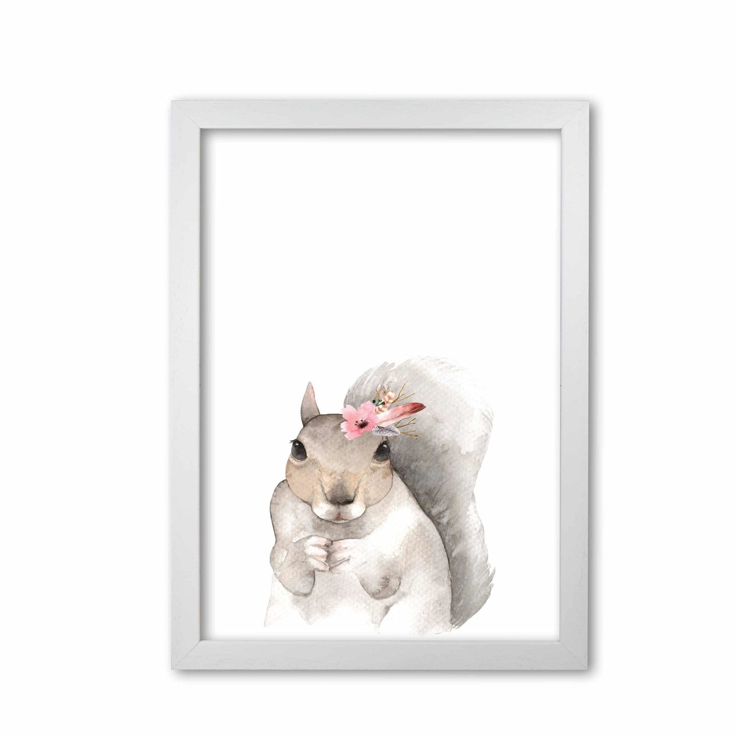 Forest friends, floral cute squirrel modern fine art print