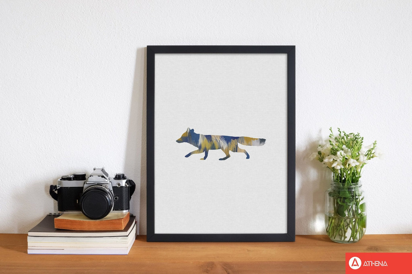 Fox blue & yellow fine art print by orara studio