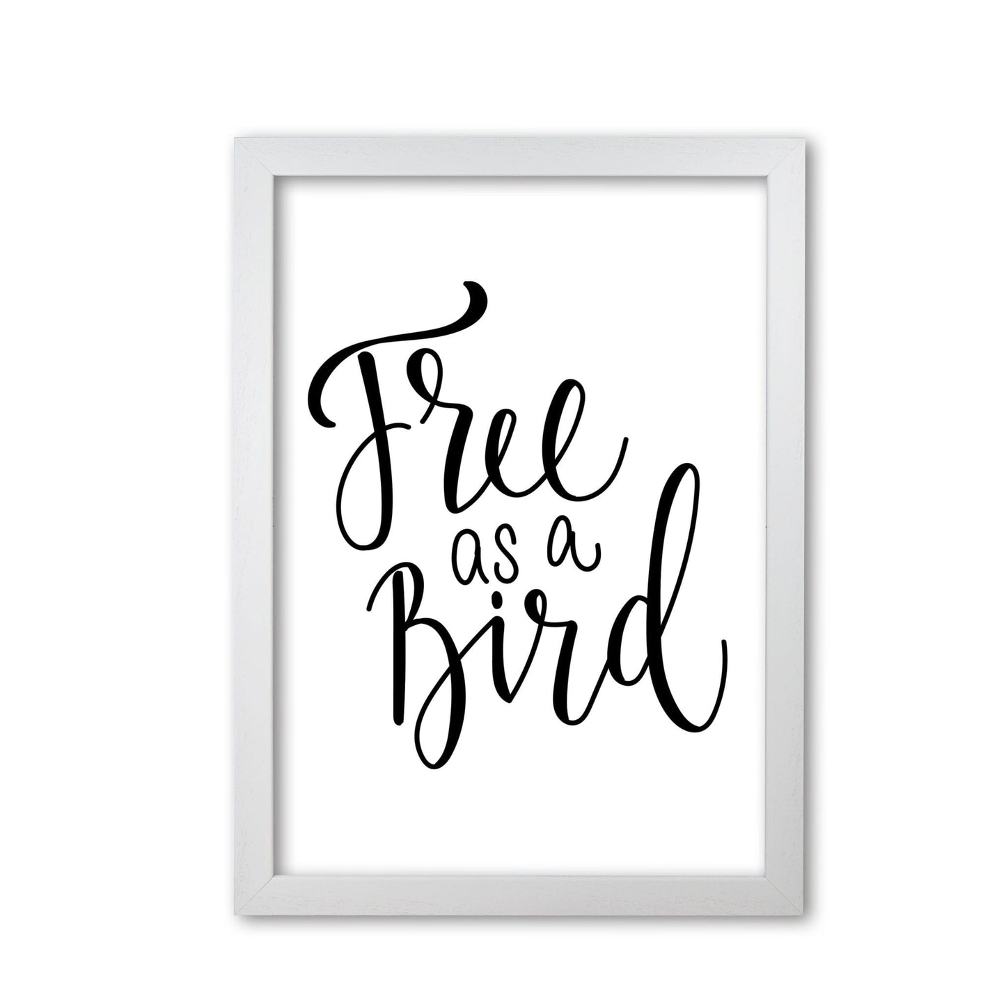 Free as a bird modern fine art print, framed typography wall art