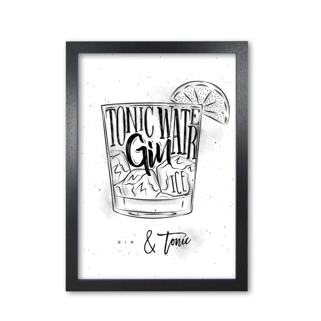 Gin and tonic modern fine art print, framed kitchen wall art
