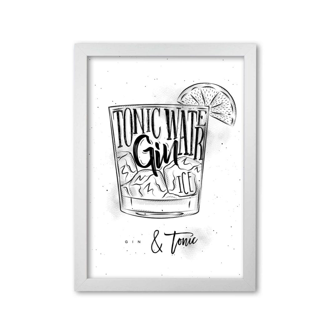 Gin and tonic modern fine art print, framed kitchen wall art