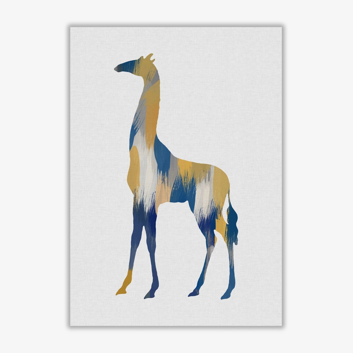 Giraffe blue & yellow fine art print by orara studio