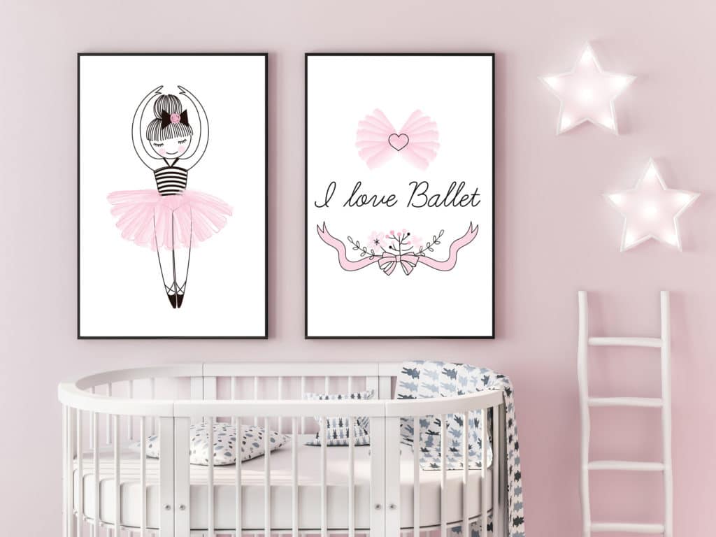 Girl's ballerina drawing multi set fine art illustration wall art poster print | framed or print only | free shipping