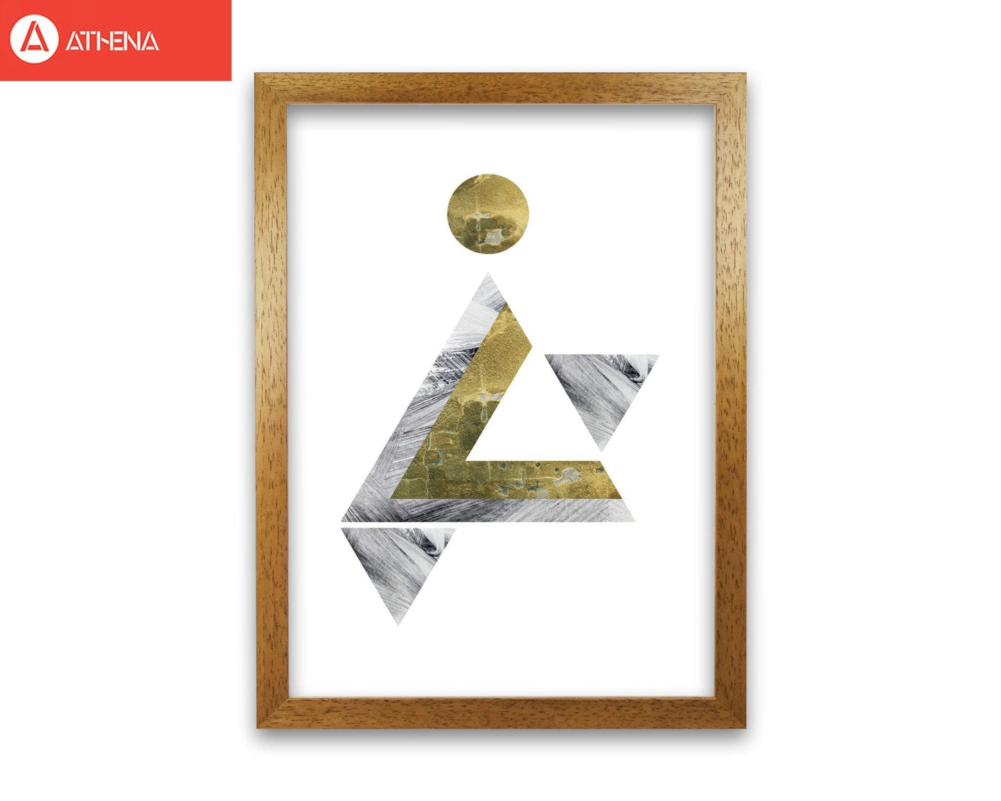 Gold and grey triangle with moon abstract modern fine art print