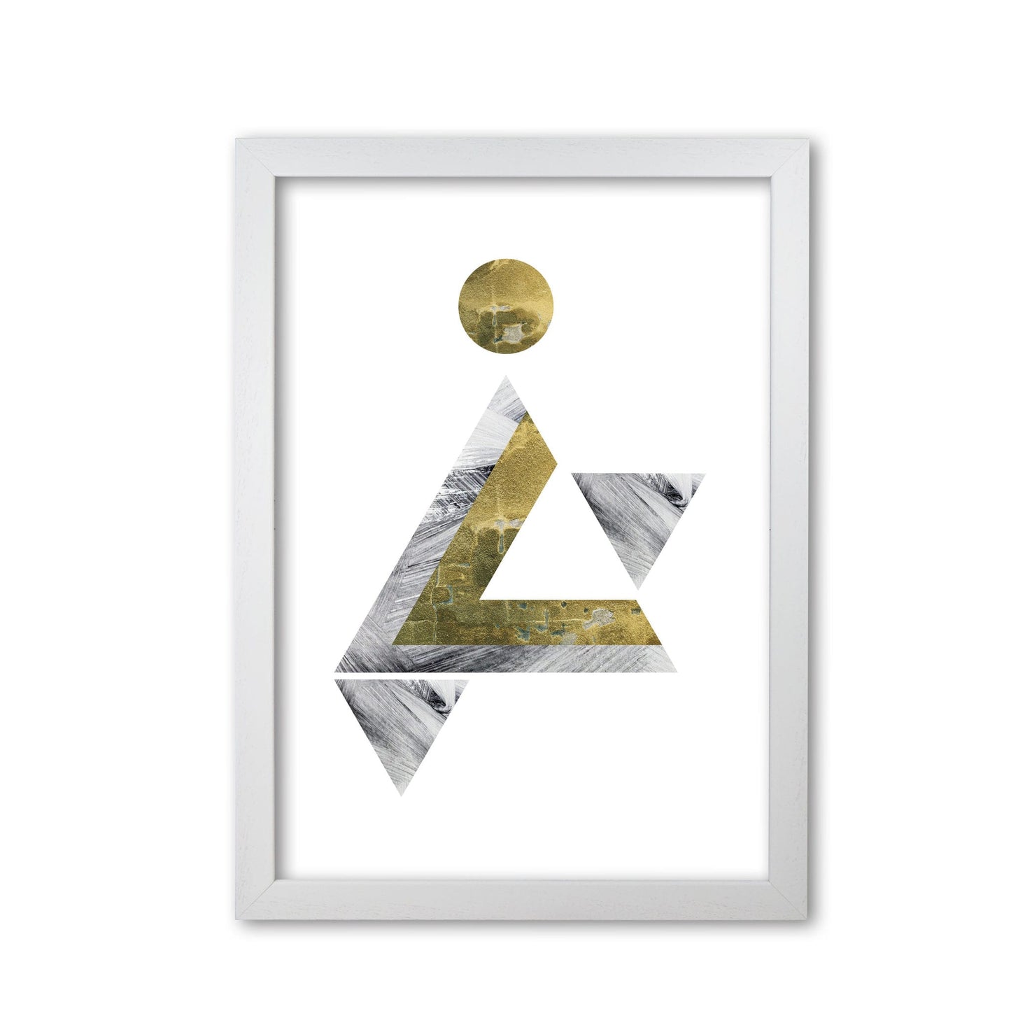 Gold and grey triangle with moon abstract modern fine art print