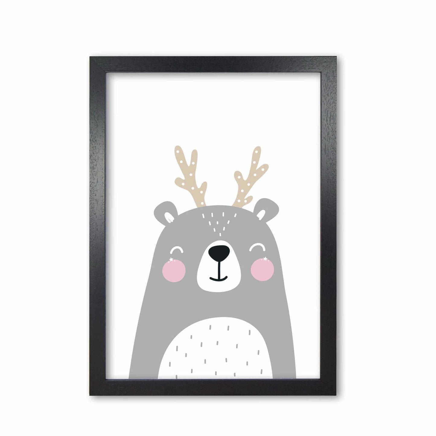 Grey bear with antlers modern fine art print