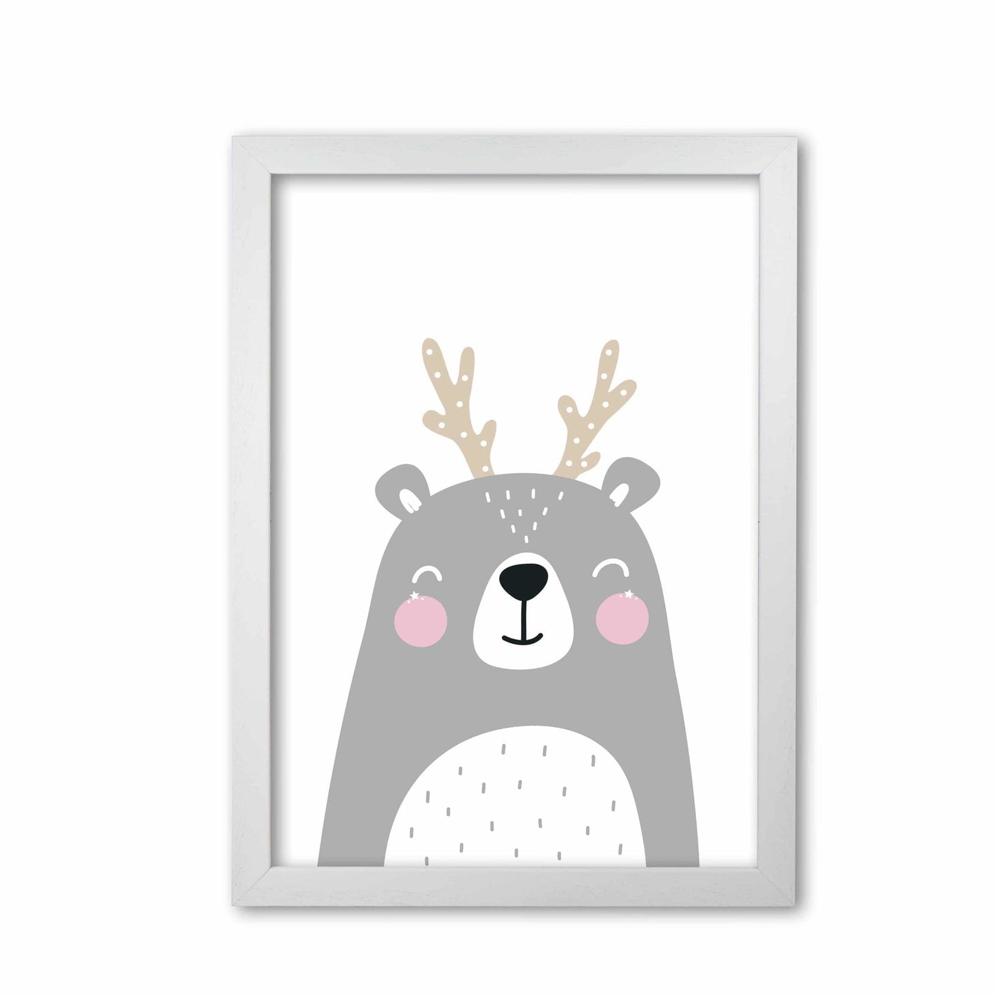 Grey bear with antlers modern fine art print