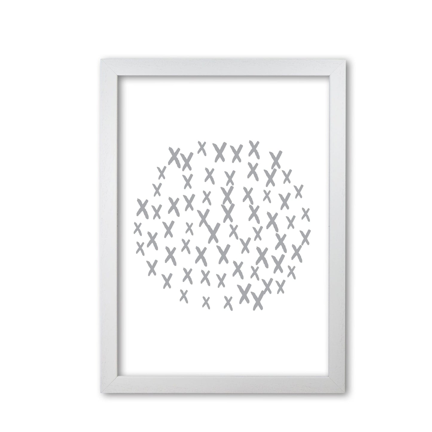 Grey crosses circle abstract modern fine art print