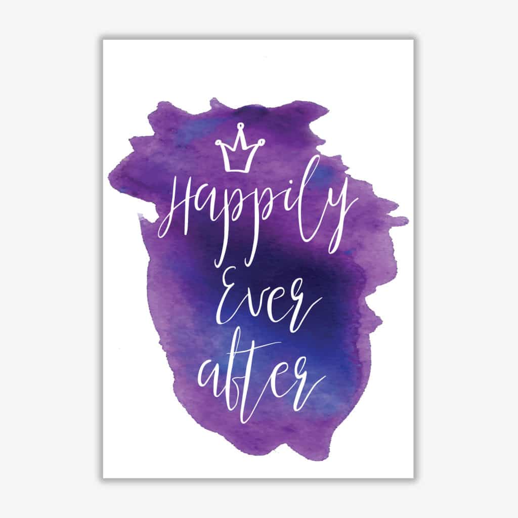 Happily ever after purple watercolour modern fine art print