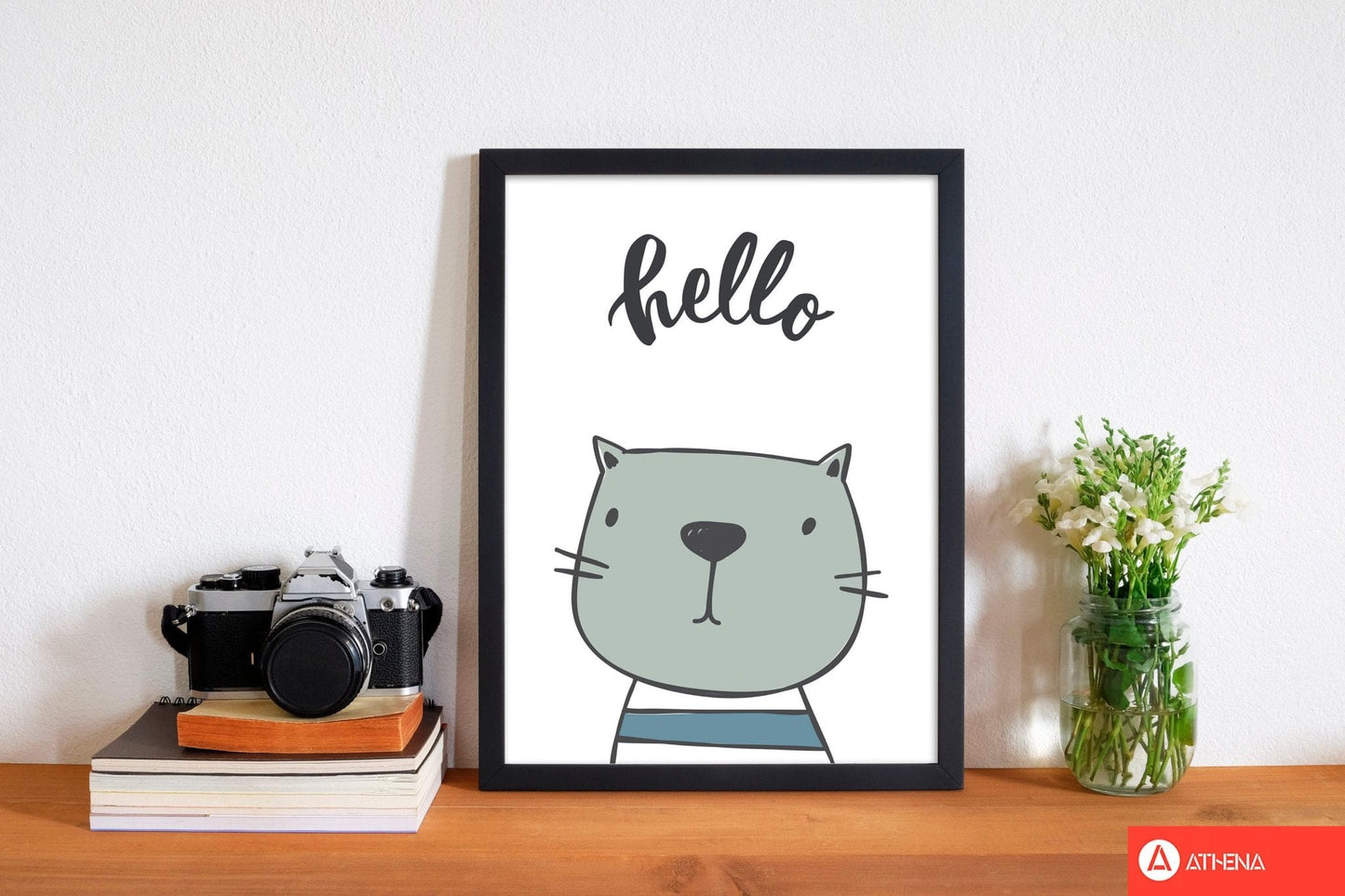 Hello cat modern fine art print