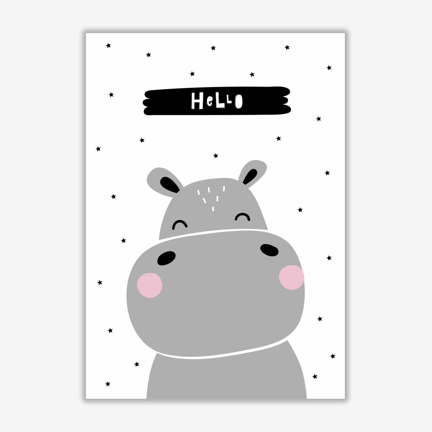Hello hippo modern fine art print