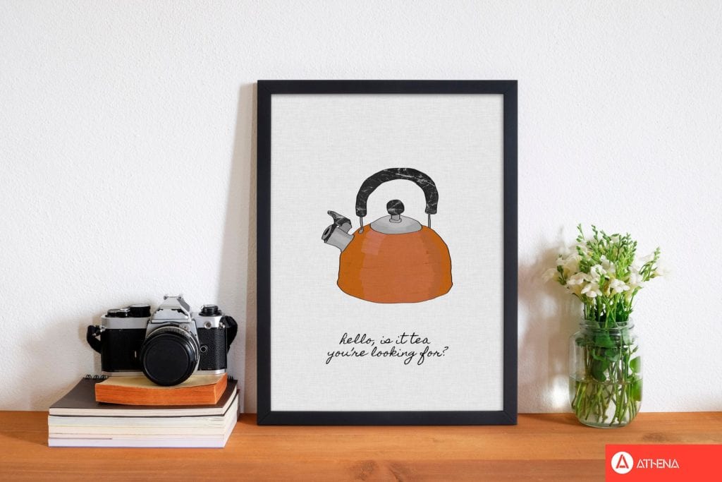 Hello is it tea fine art print by orara studio, framed kitchen wall art