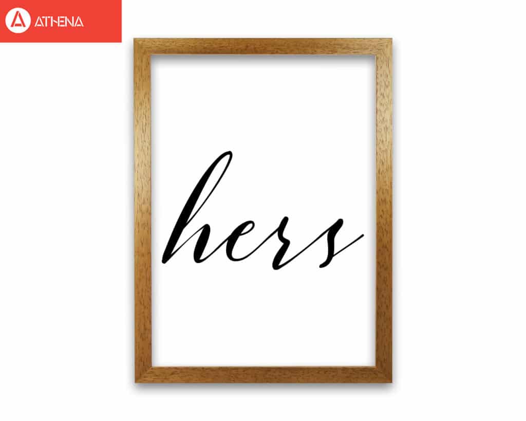 Hers modern fine art print, framed typography wall art