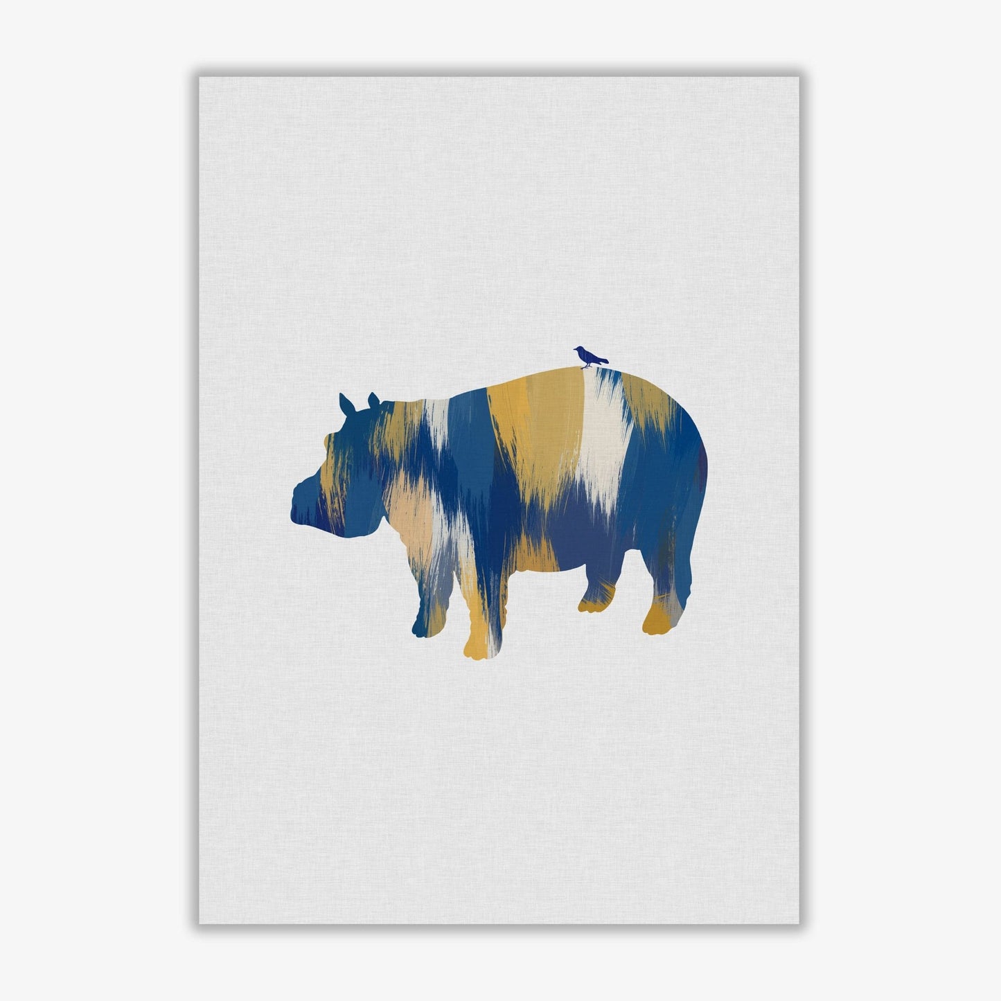 Hippo blue & yellow fine art print by orara studio