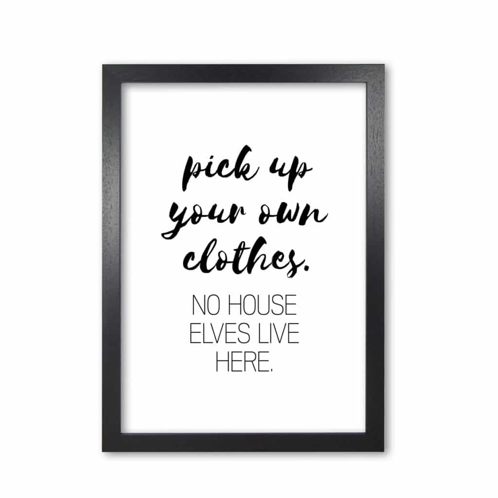 House elves, bathroom modern fine art print, framed typography wall art