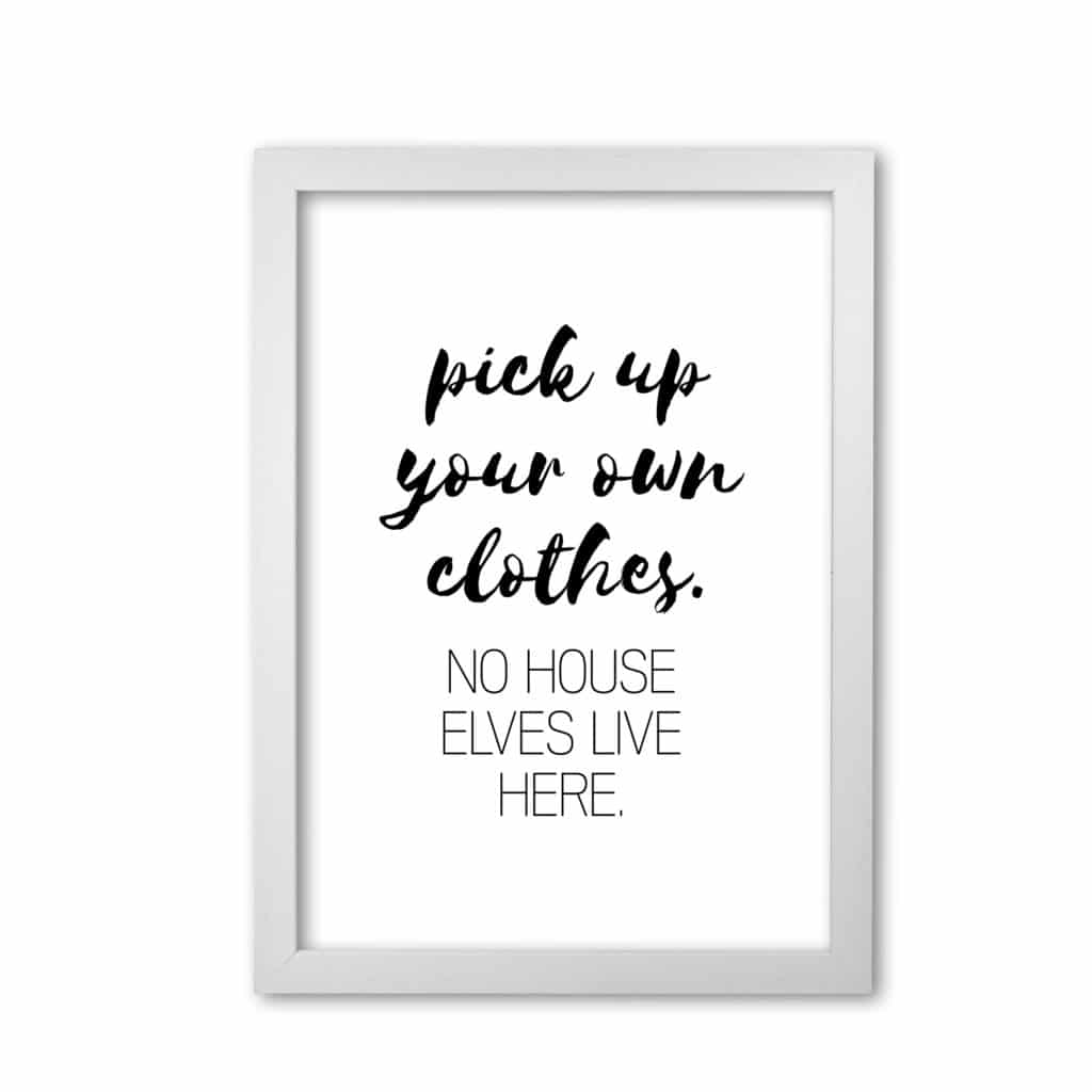House elves, bathroom modern fine art print, framed typography wall art