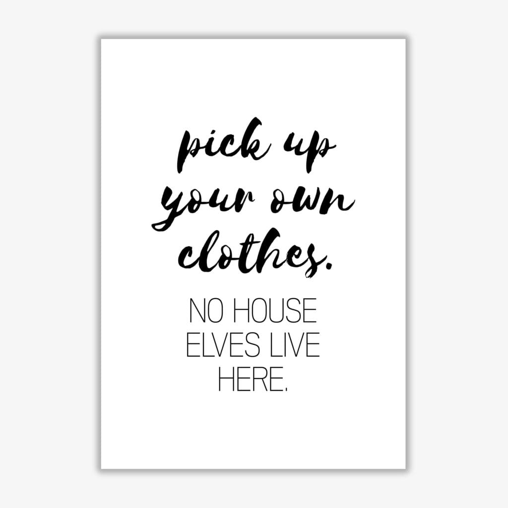House elves, bathroom modern fine art print, framed typography wall art