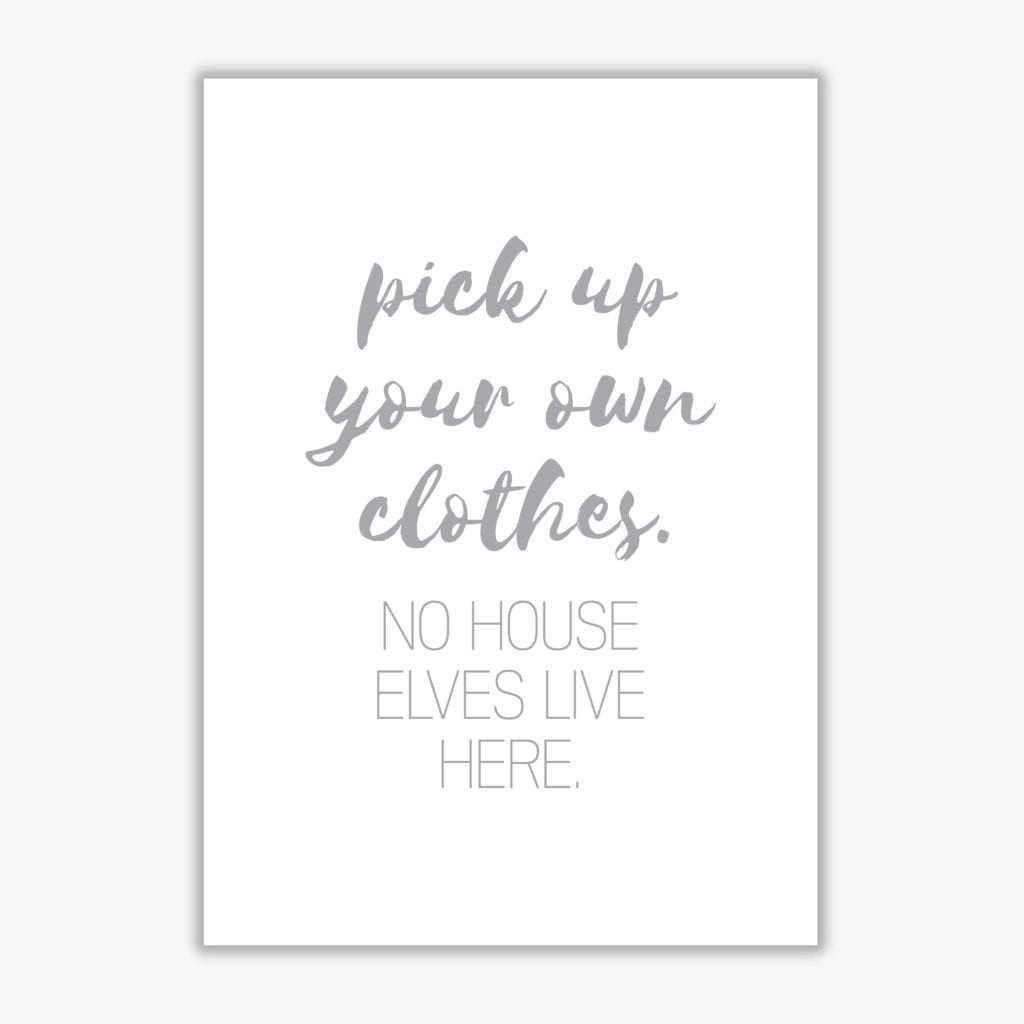 House elves grey, bathroom modern fine art print, framed typography wall art