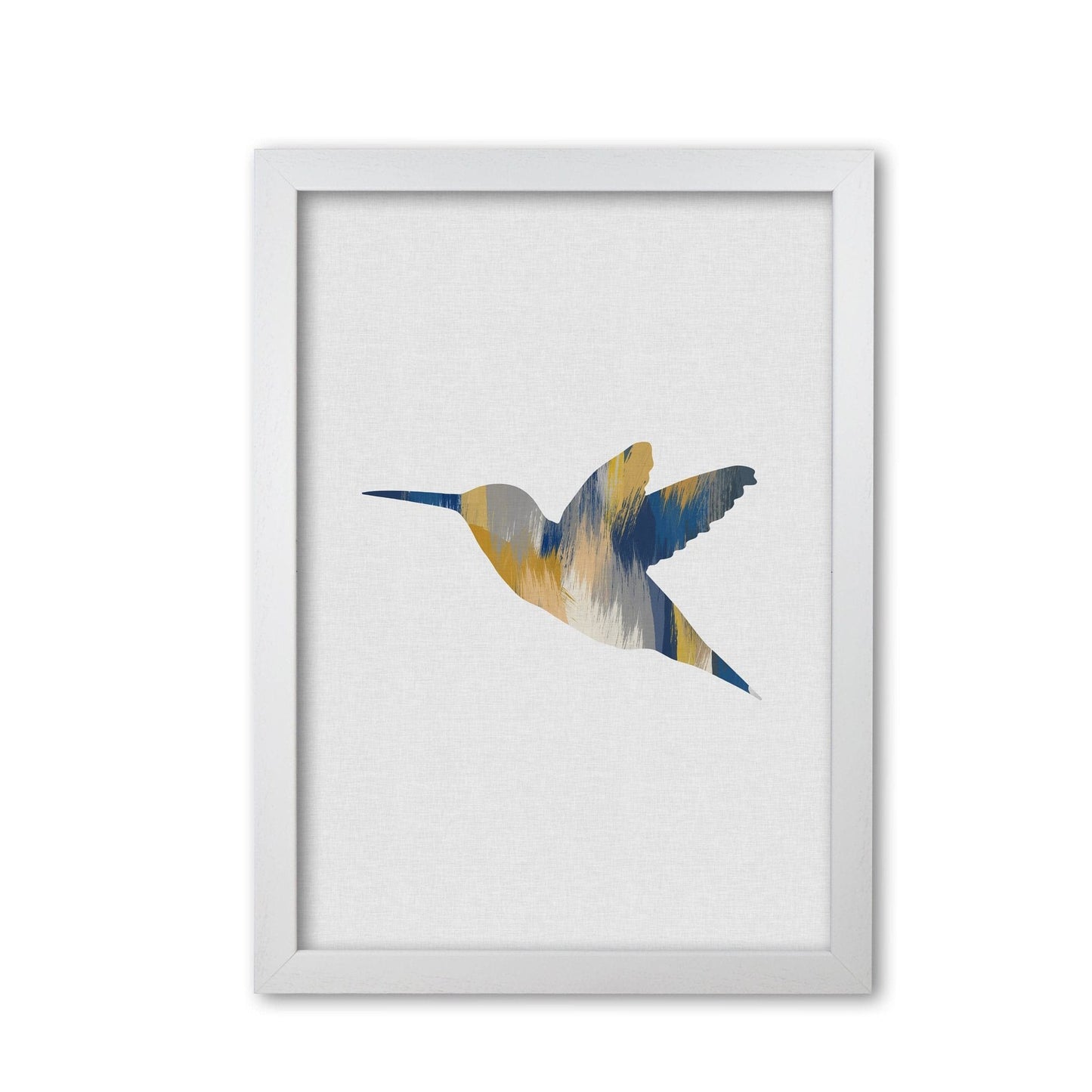Hummingbird blue & yellow i fine art print by orara studio