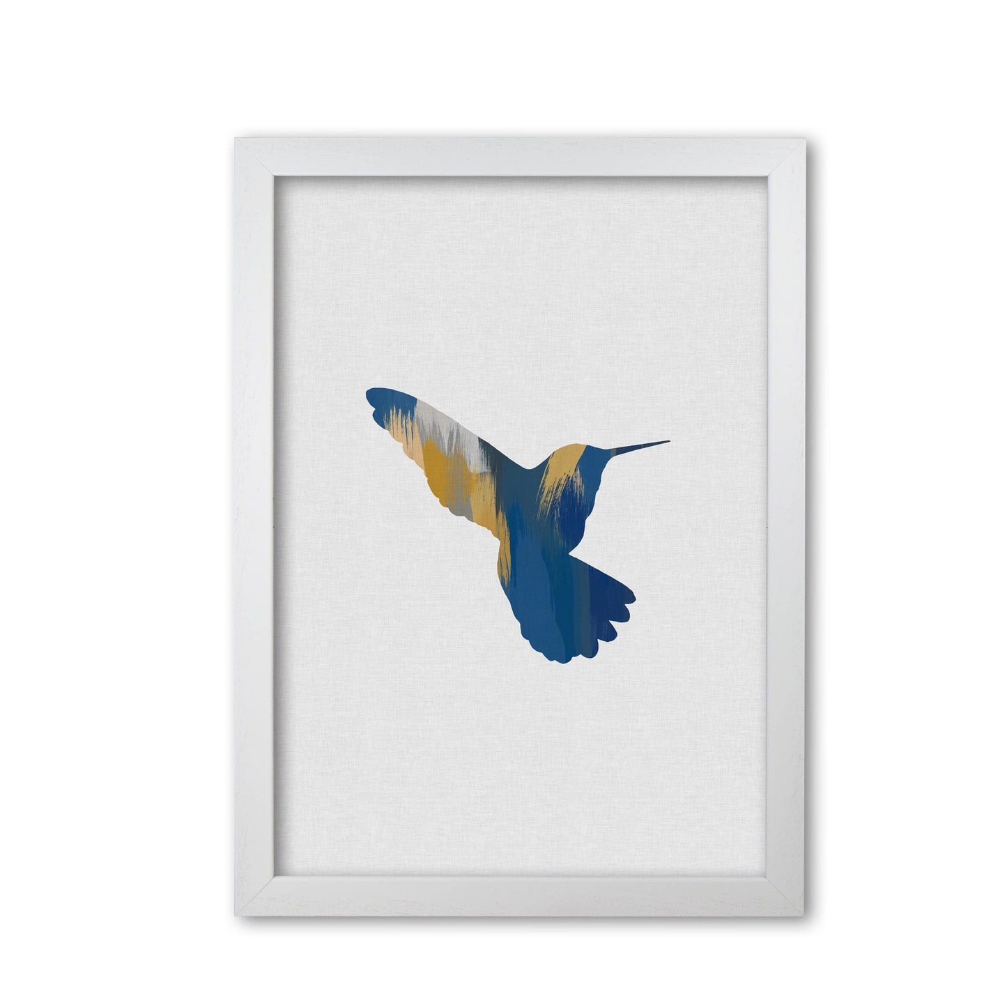 Hummingbird blue & yellow ii fine art print by orara studio