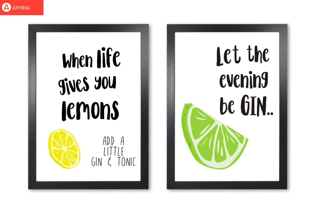 Humorous gin sayings multi set fine art kitchen typography wall art poster print | framed or print only | free shipping