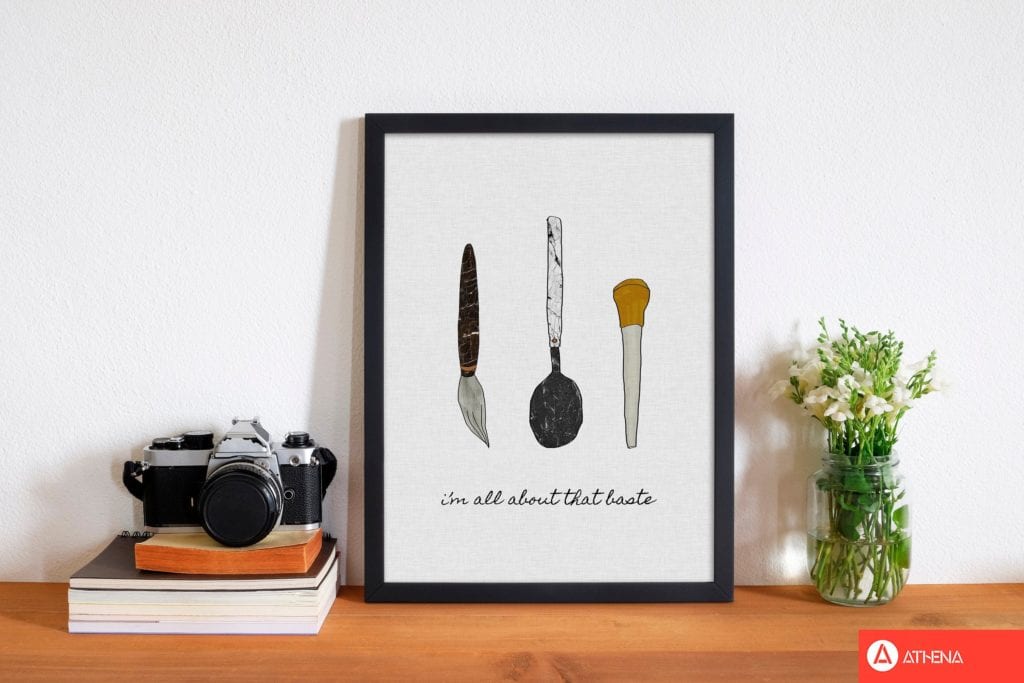 I'm all about the baste fine art print by orara studio, framed kitchen wall art