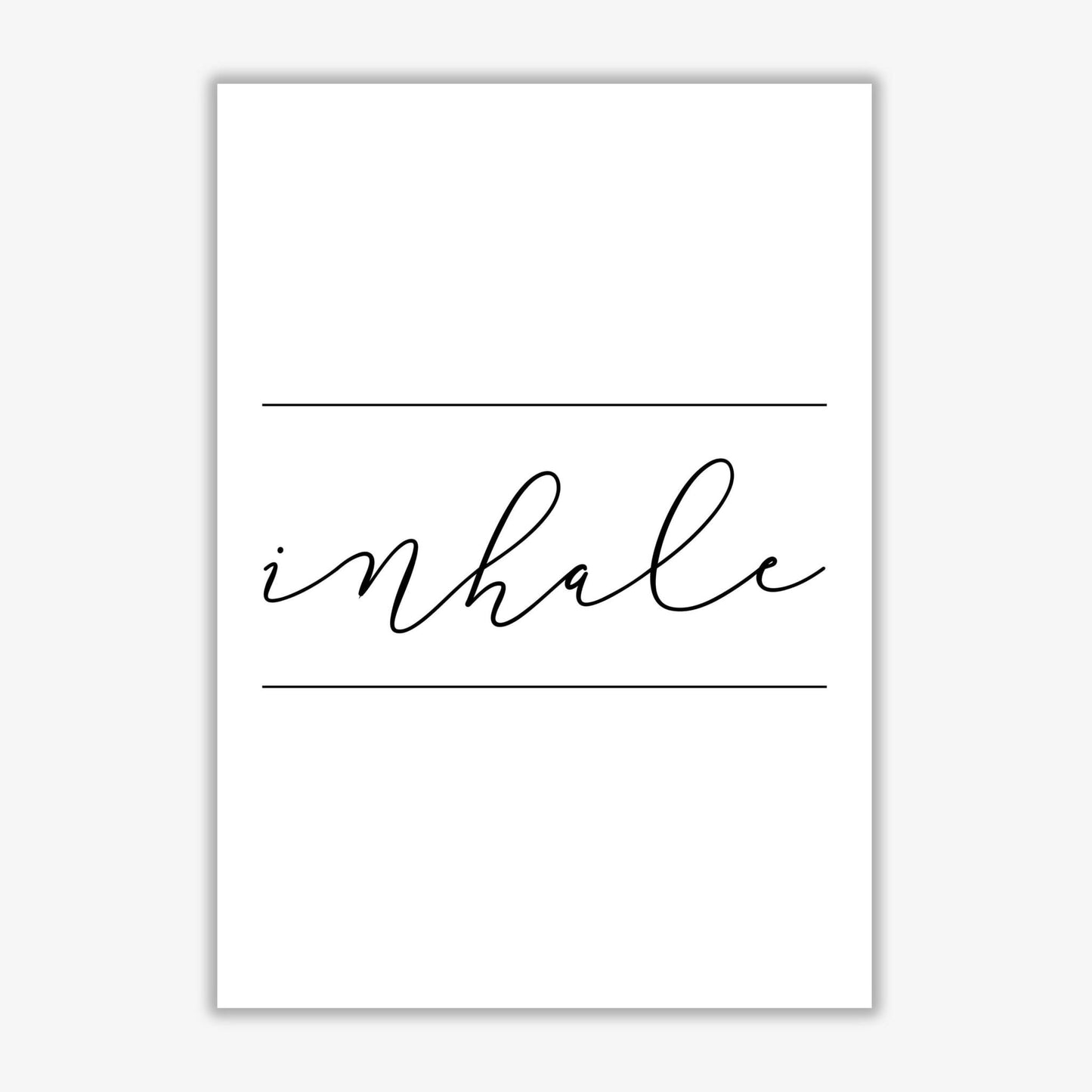 Inhale modern fine art print, framed typography wall art