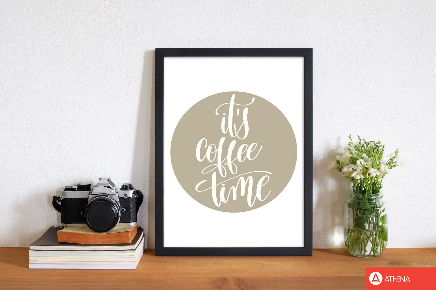 It's coffee time modern fine art print, framed typography wall art
