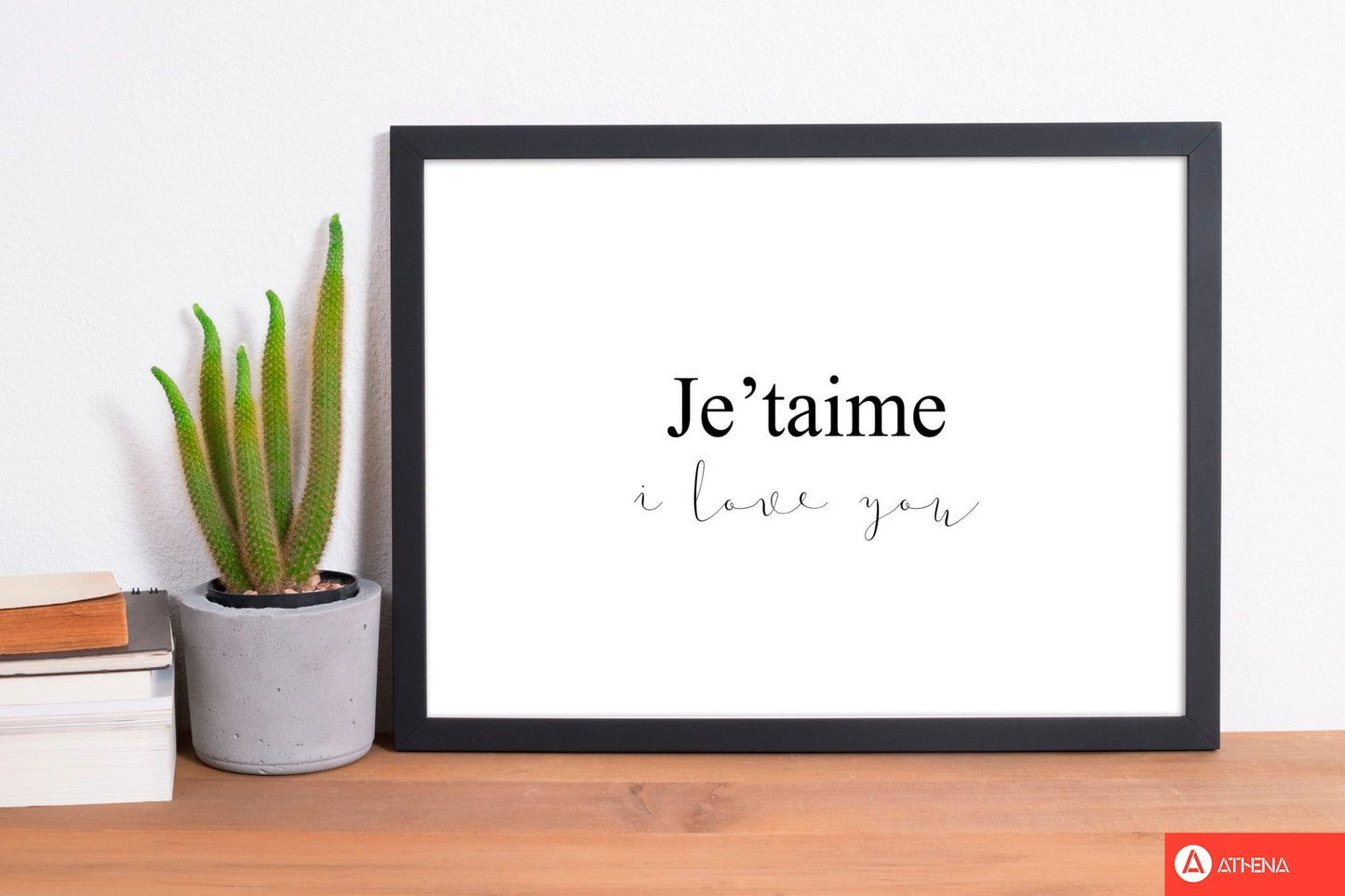 Je'taime modern fine art print, framed typography wall art