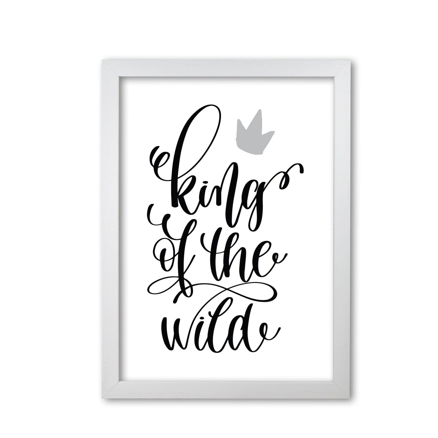 King of the wild black modern fine art print, framed typography wall art