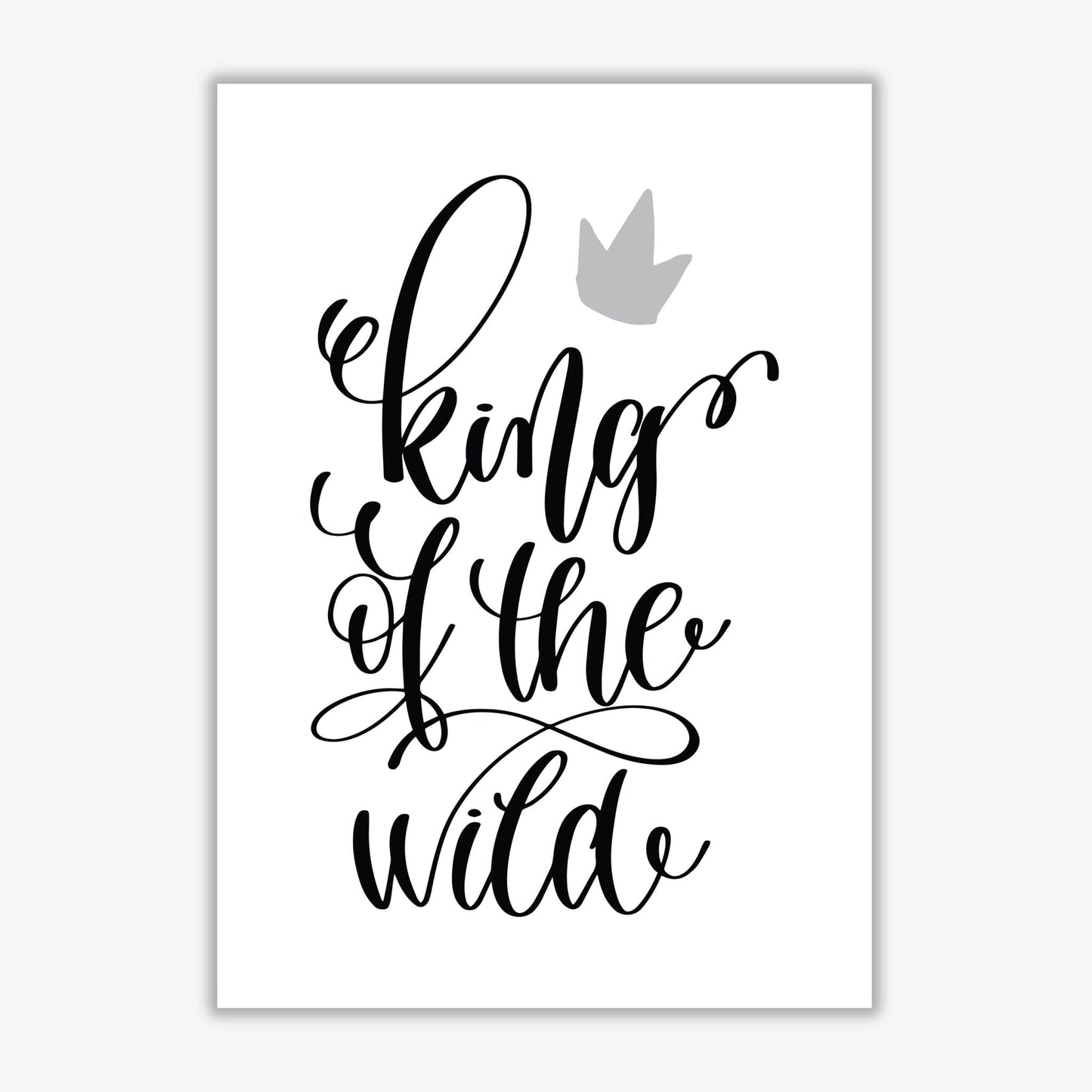 King of the wild black modern fine art print, framed typography wall art