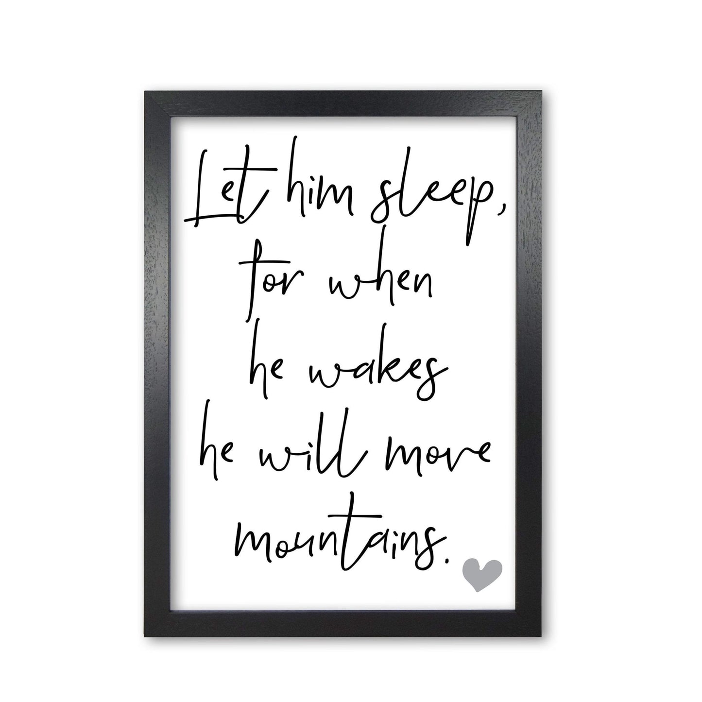 Let him sleep modern fine art print, framed typography wall art