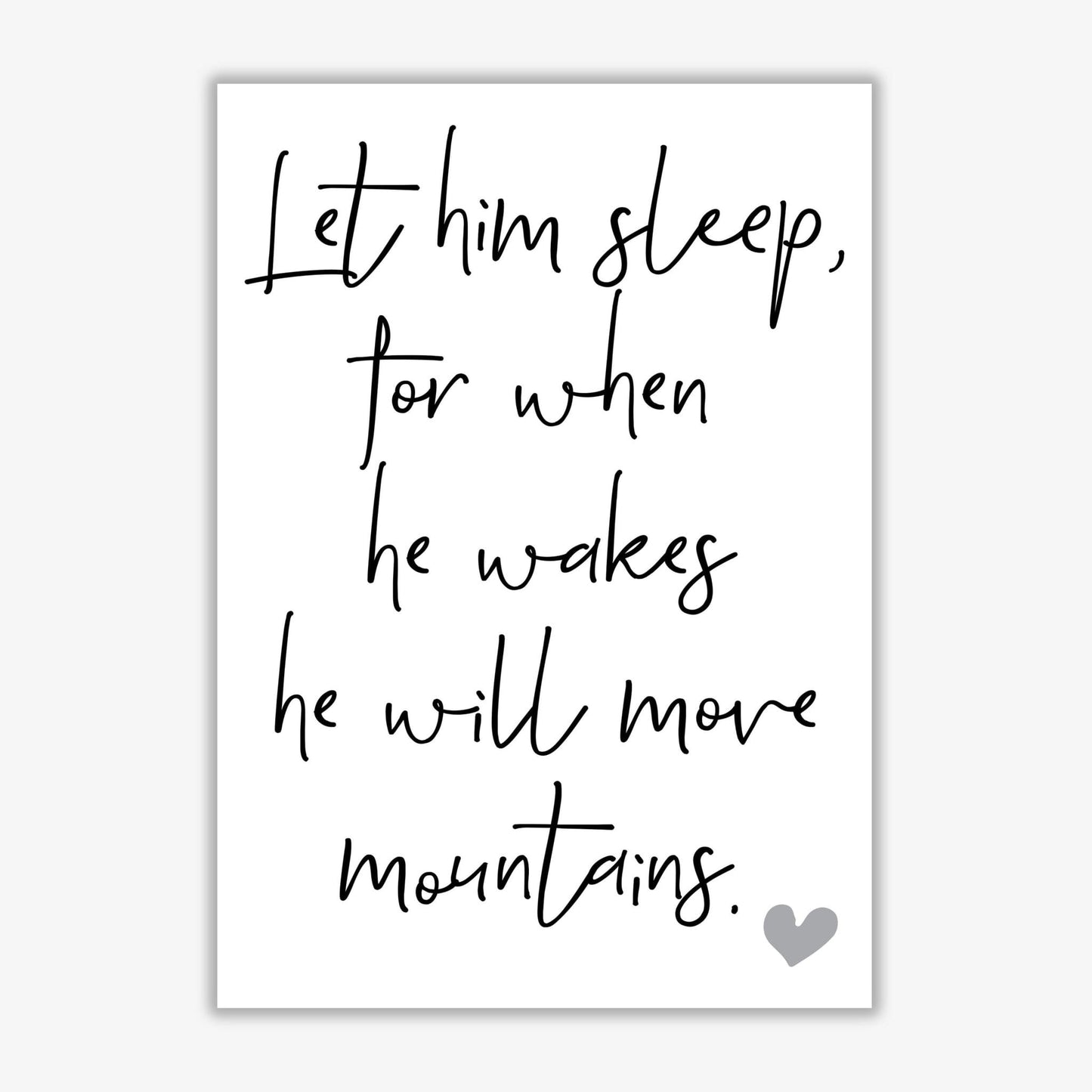 Let him sleep modern fine art print, framed typography wall art