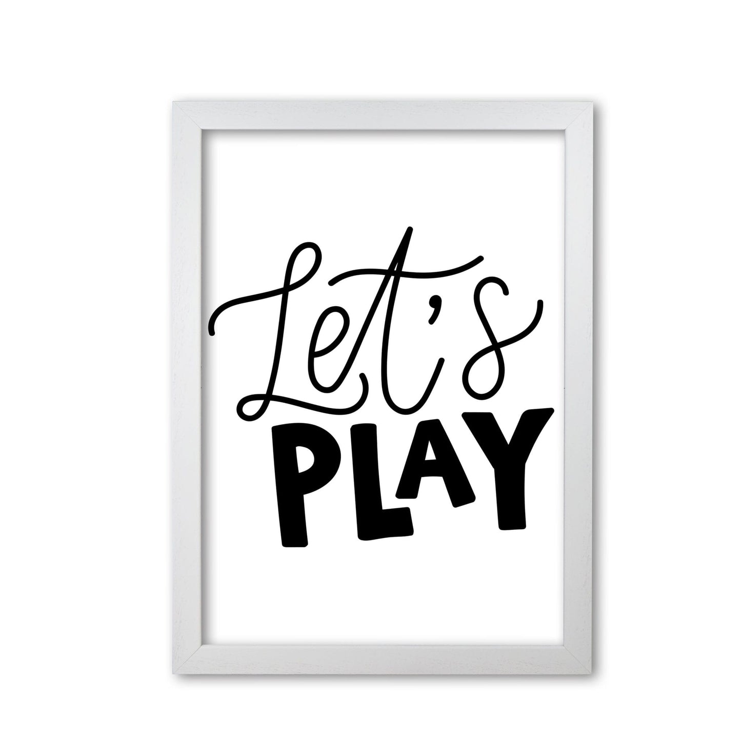 Let's play black modern fine art print, framed typography wall art