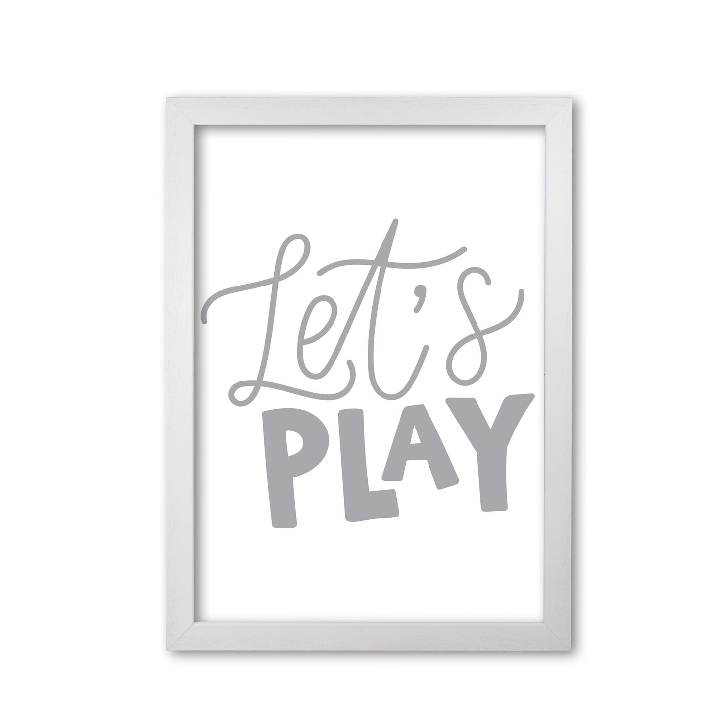 Let's play grey modern fine art print, framed typography wall art