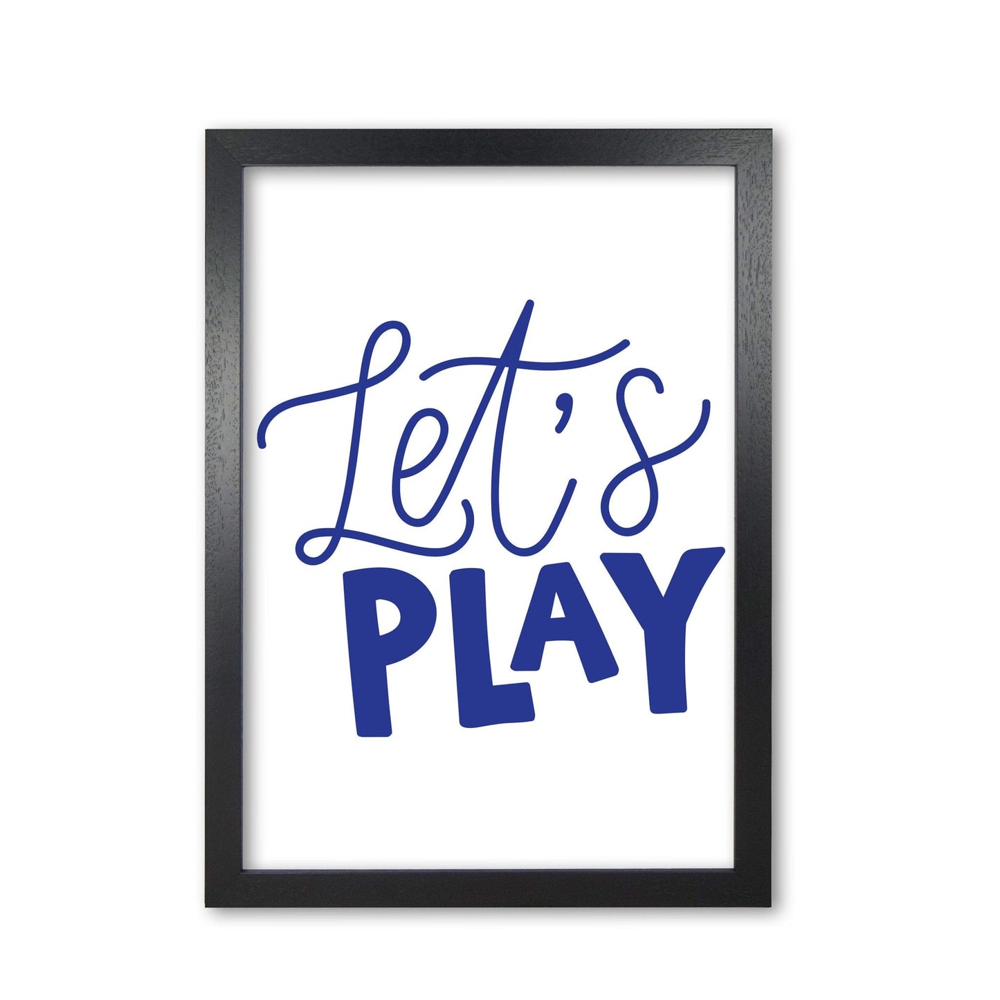 Let's play navy modern fine art print, framed typography wall art