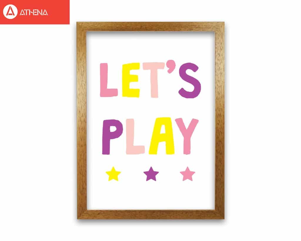 Let's play pinks modern fine art print, framed childrens nursey wall art poster