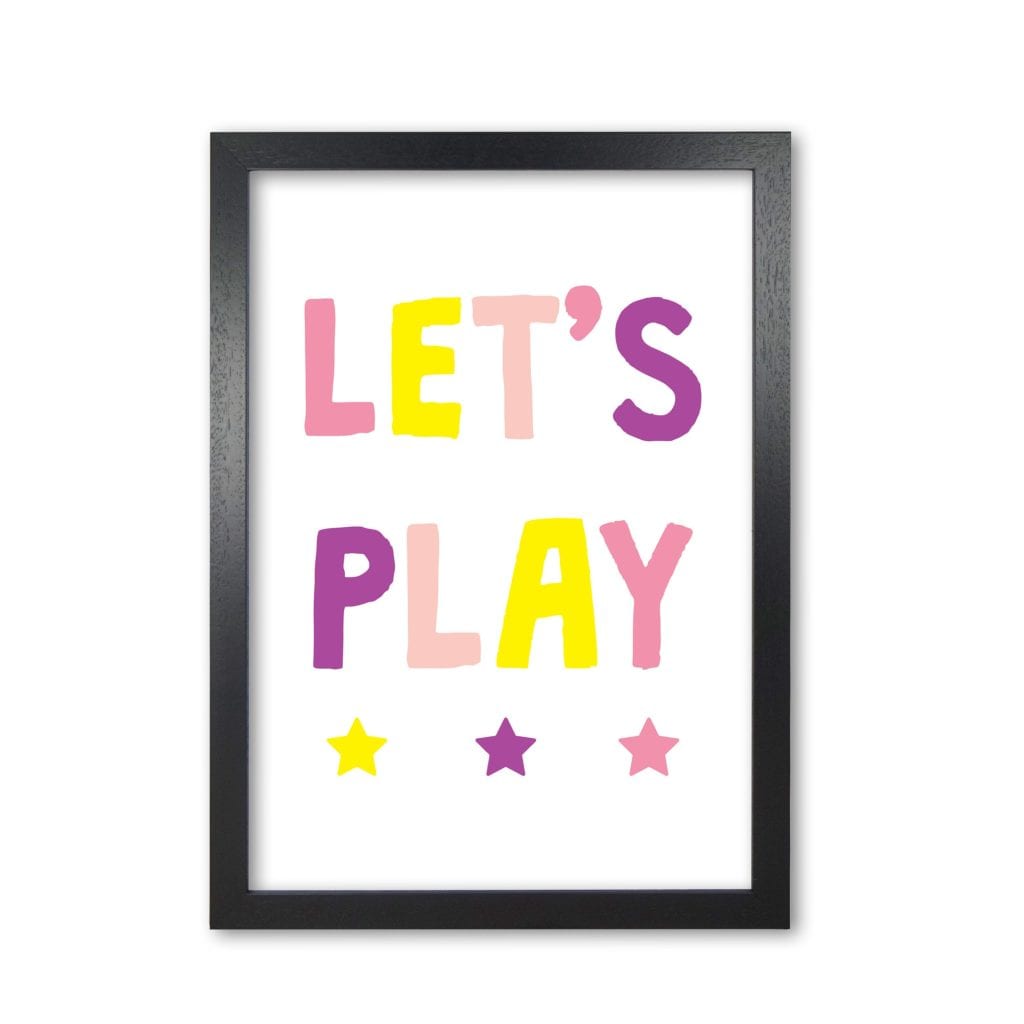 Let's play pinks modern fine art print, framed childrens nursey wall art poster