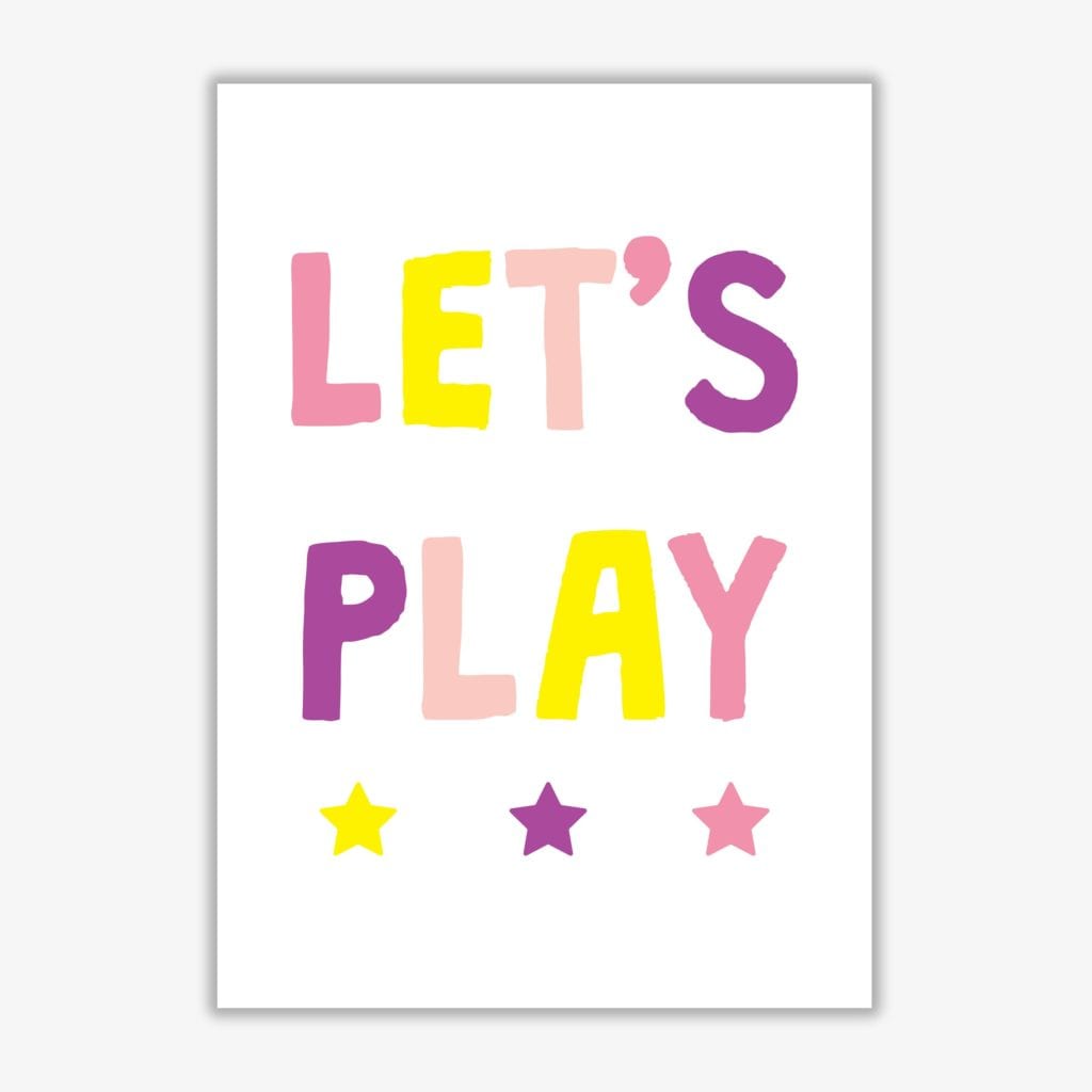 Let's play pinks modern fine art print, framed childrens nursey wall art poster