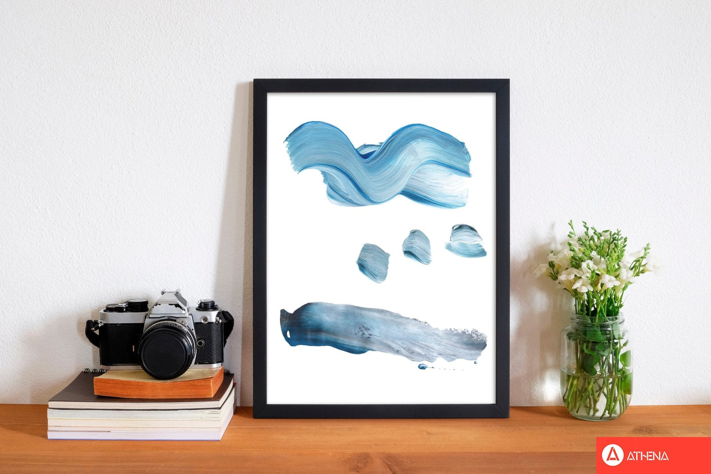 Light blue abstract paint strokes modern fine art print